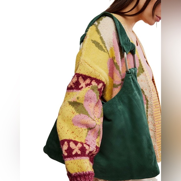 Free People Handbags - NWT Free People Bobbi Slouch Suede Tote in Pine